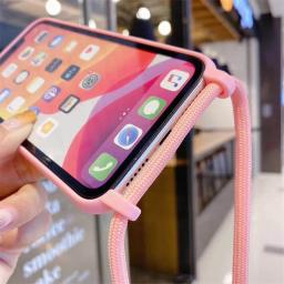 Crossbody colar cinta cordão cordão telefone caso, silicone macio TPU tampa traseira para Samsung Galaxy S10, S9, S10E, nota 10 Plus - Image 6