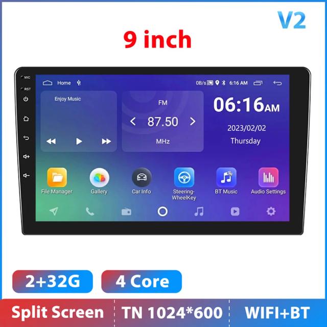 Leitor Multimídia Podofo para Carros VW e Ford com Carplay, GPS, Áudio, Wi-Fi e Bluetooth - Android 12, tamanhos de 7", 9" e 10"