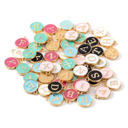 10pcs inicial letra do alfabeto dupla face esmalte pingentes encantos 12mm para fazer jóias pulseira artesanal artesanato - Image 3
