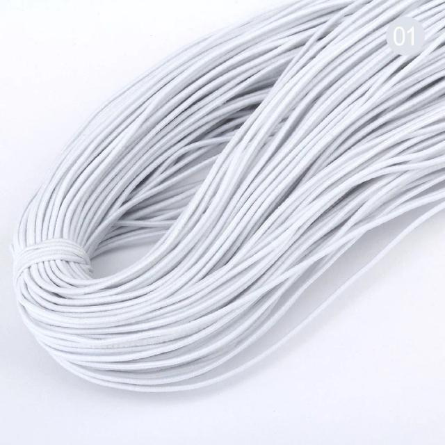 Corda Elástica Redonda para DIY em Diversos Tamanhos, 5m, Preto e Branco, 1mm a 4mm