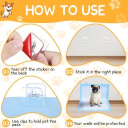 Wall Pee Pad Holder para cães, Almofada de treinamento Potty Clear Dog Pad, Almofada de Pee Pegajosa Invisível, Clipes de parede, 4 pcs, 6pcs - Image 3