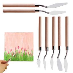 Arte Espátula com Cabo De Madeira, Paleta Kit Facas, Pintura A óleo Acessórios, Mistura De Cor, manchas, Espalhando, 7Pcs - Image 1
