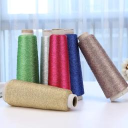 Fio De Seda Brilhante De Prata De Ouro, Cashmere Tecido, Fio De Crochet De Flor Envolvido, Fio Piscando, Fio De Seda De Ouro Do Arco-íris, 55g - Image 1