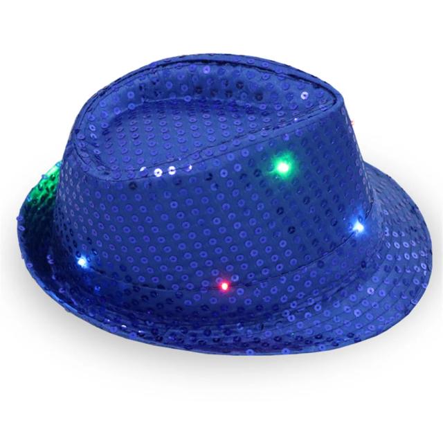 Chapéu de Jazz LED Brilhante com Lantejoulas para Festas e Carnaval - Estilo Criativo para Homens e Mulheres