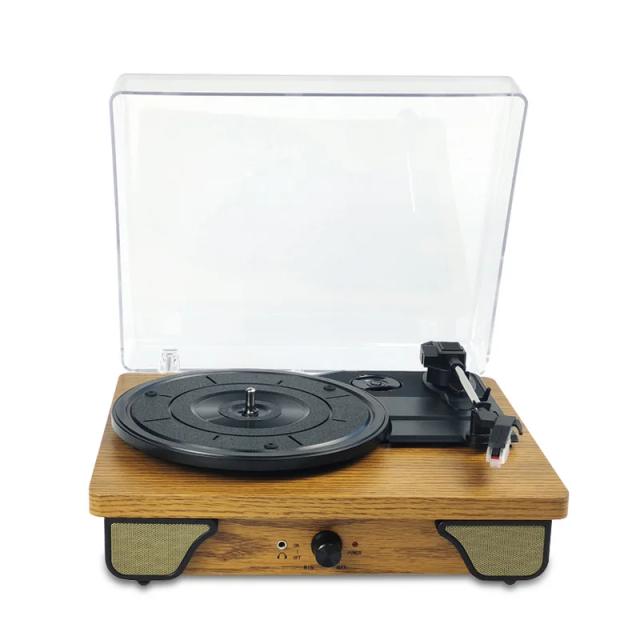 Gravador Turntable Bluetooth Vintage em Madeira - Fonógrafo Multi-funcional e Reproduzidor de Vinil T03L