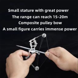 Besta em aço inoxidável para crianças Modelo de arco metálico Arrow Miniature Cross Bow Acessórios para caça com arco e flecha 1 conjunto - Image 4