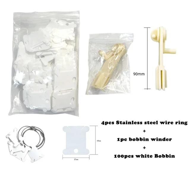 Kit Completo de Bobinas de Plástico e Enrolador para Organização de Linhas de Bordado e Costura DIY
