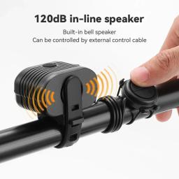 X-TIGER-Farol LED de bicicleta com buzina, luzes à prova d'água, USB recarregável, 200 lumens, 6 modos, 2 em 1 - Image 2