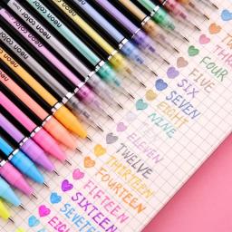 12/24/36/48/60 peças caneta gel de cor fluorescente com glitter metálico para estudantes escolares escritório livro para colorir diários desenho marcador de arte - Image 2