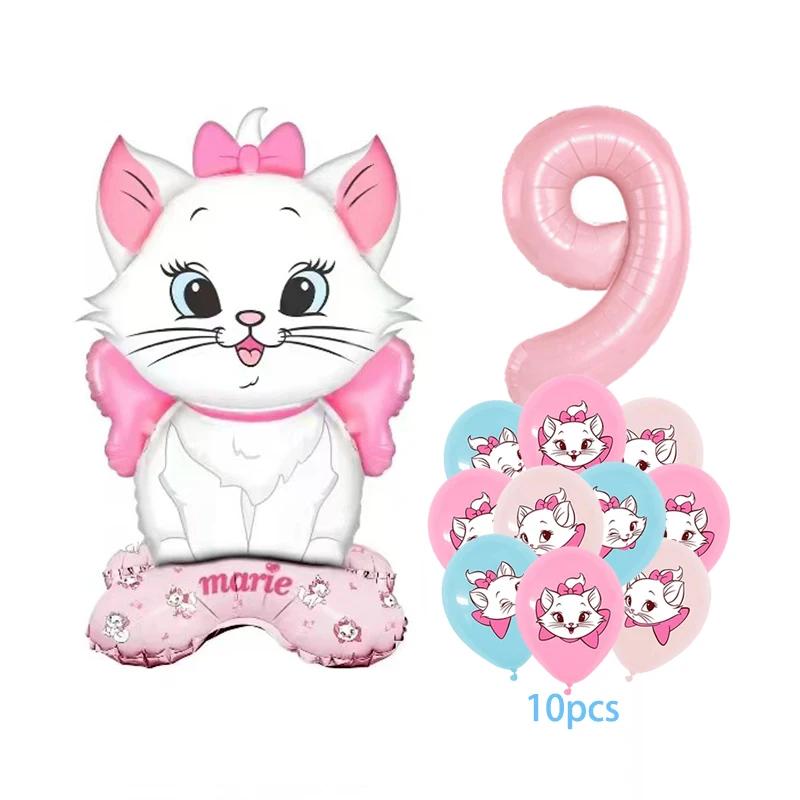 Bonito marie gato tema balão de alumínio meninas festa de aniversário suprimentos os aristogatos decoração do chuveiro do bebê balões de festa 2025 - Image 1