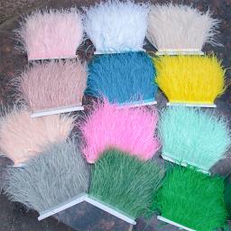 Penas de avestruz naturais para decoração do casamento, pluma fofa tingida, roupas de costura, Carnaval, artesanato franja, 8-10cm, 1m - Image 3