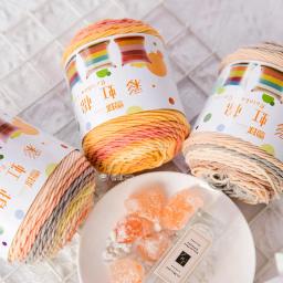 Fio de algodão arco-íris, Linha de algodão com leite, Acrílico DIY Tecido à Mão, Cachecol Cobertor e Camisola Crochet, 5 Vertentes, 100g - Image 2