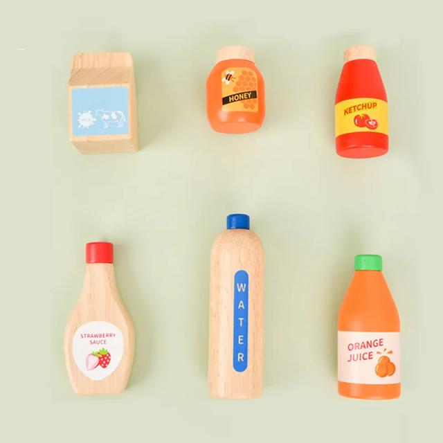 Brinquedo de Madeira para Crianças - Conjunto de Bebidas Educativo