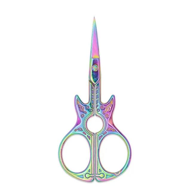 Tesoura Vintage para Bordados e Artesanato - Ferramentas e Acessórios de Costura com Padrão de Guitarra