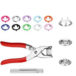 Botões de pressão metálicos coloridos, ferramenta alicate, botão de costura, kit de fixação espessa, suprimentos DIY artesanato, roupas saco, 400 pcs, 800pcs - Image 4