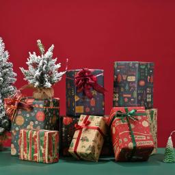 Papel De Embrulho De Presente De Natal, Embalagem De Buquê De Flor, Papel Kraft, Artesanato De DIY, Decoração De Embalagem De Festa De Ano Novo - Image 2