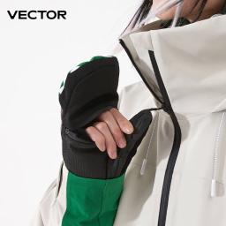 Vector feminino masculino ao ar livre placa dupla snowboard kevlar impermeável resistente ao desgaste luvas semi destacáveis 3m algodão - Image 3