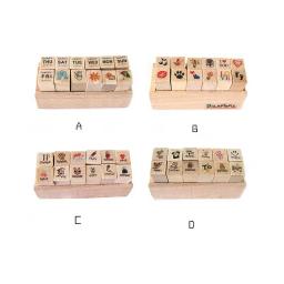 12 Pçs/set Bonito Dos Desenhos Animados Padrão Conjunto de Carimbos De Madeira Feliz Vida Amor & Viagem Leiteiro Carimbo De Borracha De Madeira - Image 1