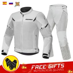 Jaqueta de motocicleta respirável jaqueta de motociclista construída em equipamento de proteção malha moto motociclista roupas jaqueta calças das mulheres dos homens - Image 1