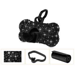 Mini Rhinestone Pet Lixo Bag Dispenser, Dog Poop Stand, Caixa de armazenamento portátil Cat Poop, artigos para animais - Image 4