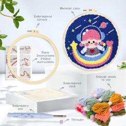 RUOPOTY-Kits de Bordados para Adultos, Agulha, Fios De Tecido, Aros, Artesanato DIY, Iniciantes - Image 4