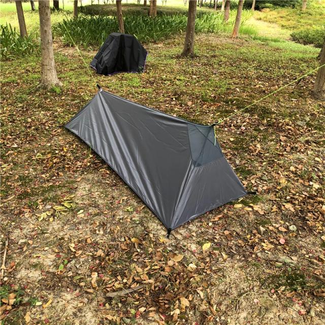 Barraca Ultraleve de Dupla Camada para Acampamento Individual - 500g, Sem Moldura, Cor Cáqui