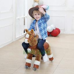 Passeio de pelúcia no brinquedo do cavalo para crianças, Cavalo Premium, Brinquedo animal, Brinquedo ambulante com rodas, 3-6 anos de idade - Image 3