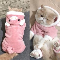 Traje de flanela espessa para animal de estimação, traje dinossauro tigre, RPG quente, monocromático, roupas de gato e cachorro, outono e inverno - Image 5