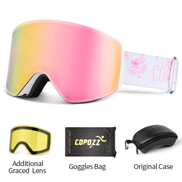 COPOZZ Óculos de Esqui Profissional Magnético Lentes Duplas Anti-Fog Unissex