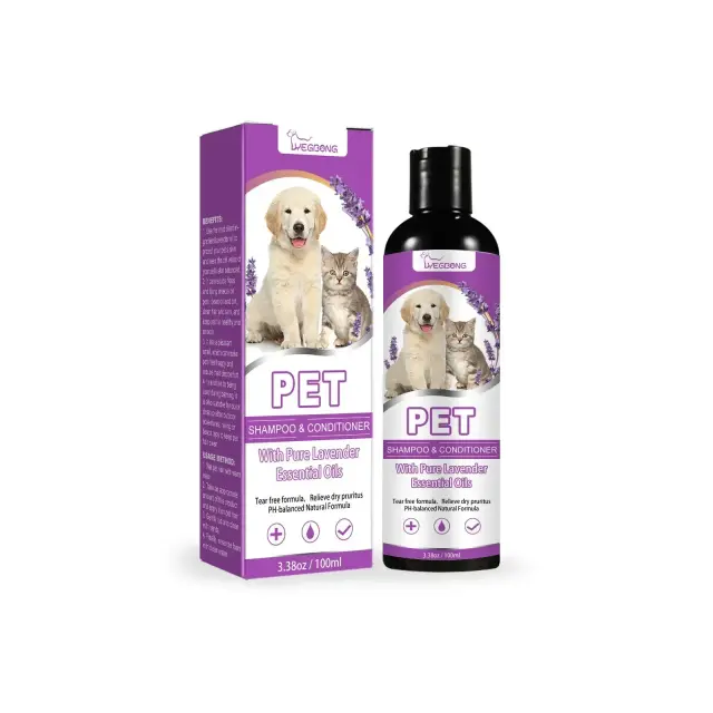 Champô Condicionador Anti-Odor para Cães e Gatos: Gel de Banho Macio que Combate Acaros e Alivia Coceiras na Pele e Pelagem