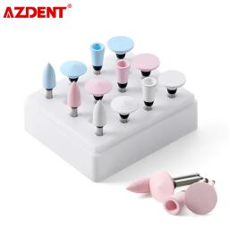 Azdent 12 pçs/set dental silicone polimento de borracha cabeças moagem polidor dentes 2.35mm ra finalizador para handpiece baixa velocidade - Image 1