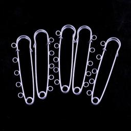 Prata banhado alfinetes de segurança liga, 5 buracos, acessórios jóias, 7cm - Image 4