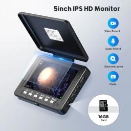 Tubo Inspeção Camera, Drenar Inspeção Esgoto, Vídeo Endoscópio, Gravação De Áudio, DVR, 5" - Image 2