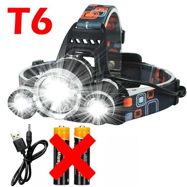 Lanternas Recarregáveis de Cabeça com LED Ultra Brilhante para Acampamento e Caminhadas à Prova d'Água