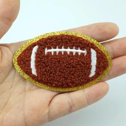 Chenille Futebol Ferro-em Patches com Bordas Douradas, Patches De Futebol Bordados, Artesanato DIY, Costurar Fazendo Roupas, 4 Pcs - Image 2