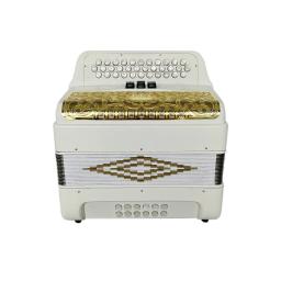 SEASOUND-Professional Matt White Acordeão, Grill Instrumento Acordeon, Gold Grill, 34 botões, 12 Bass, 3 Registers, JB3412C - Image 1