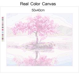 Huacan-pintura de paisagem por número, desenho em tela, cenário, pintado à mão, presente de arte, fotos para decoração - Image 5