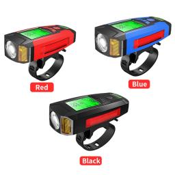 3 em 1 lanterna bicicleta com 5 led e alarme chifre, luz frontal, impermeável, odômetro, acessórios de bicicleta - Image 5