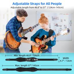 LEKATO-Correias ajustáveis para baixo, correias acolchoadas para guitarra elétrica e baixo, 4 "Wide - Image 5