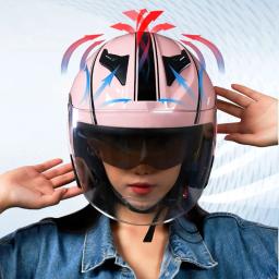 Motocicleta Open Face Capacete, Lente Dupla, Viseira Solar, Escudo Facial, Sistema de Ventilação Superior, Leve, Scooter, Bicicleta, Retro, 3/4 - Image 6