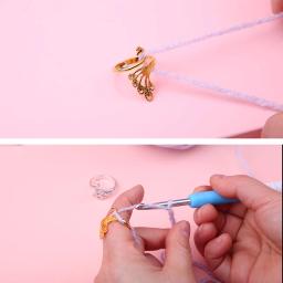 Lmdz 2 pçs diy artesanal tricô anel loop crochê dedo dedal fio guias do vintage ajustável aberto fingering ferramentas - Image 4