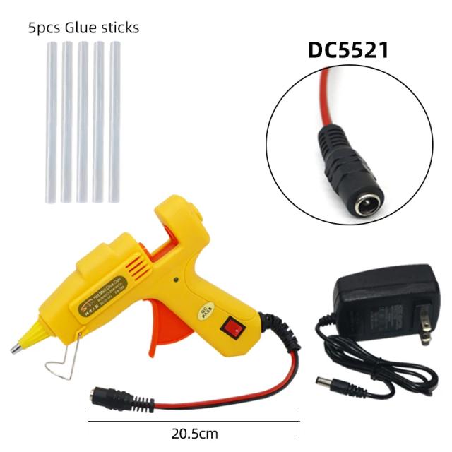 Pistola de Cola Quente 25W 12V/24V com 7mm Cola Stick - Ferramenta Ideal para Artesanato e Reparo em Ambientes Externos