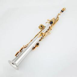 Chave de ouro prata Saxofone soprano com estojo, bocal, ligadura, palhetas, pescoço, pescoço, sax, feito no Japão, WO37 - Image 4
