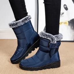 Botas de inverno à prova dwaterproof água para as mulheres 2025 nova pele do falso longo pelúcia botas de neve mulher sapatos plataforma algodão quente casais tornozelo botas - Image 4