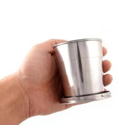 Copo Dobrável De Aço Inoxidável, Panelas De Acampamento, Xícaras Retráteis, Utensílios de acampamento, Louça Dobrada, 75 ml, 150 ml, 250ml - Image 4