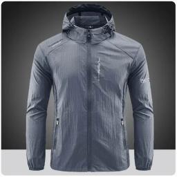 Jaqueta fina com capuz solar para homens, casacos ultraleves, corta-vento ultraleve para caminhadas, pesca, ciclismo, academia, ao ar livre, verão - Image 1