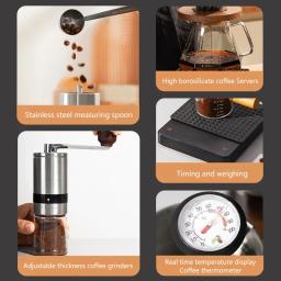 Moedor Manual Moinho Panela De Vidro, Conjunto De Café, Gotejador De Filtro, Chaleira Gooseneck, BaristaSet Especializado, Acessórios De Café - Image 5