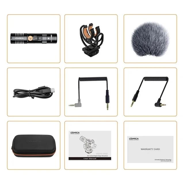Microfone Shotgun Comica VM10 PRO com Controle de Ganho, Shock Mount e Deadcat para iPhone, Smartphones, Android e DSLRs