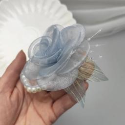 Meninas da dama de honra pulso flores pérola fita rosa pulseira para casamento baile de formatura festa noiva para ser dama de honra presente acessórios de casamento - Image 3