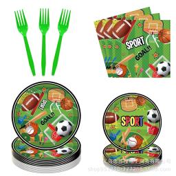 Futebol Americano Esportes e Futebol Partido Louça Descartável, Toalha De Mesa, Prato De Aniversário, Guardanapos, Baby Shower Decorações - Image 3